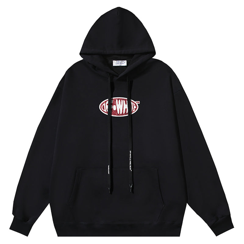 OFF-WHITE Black Hoodie with Crystal Print