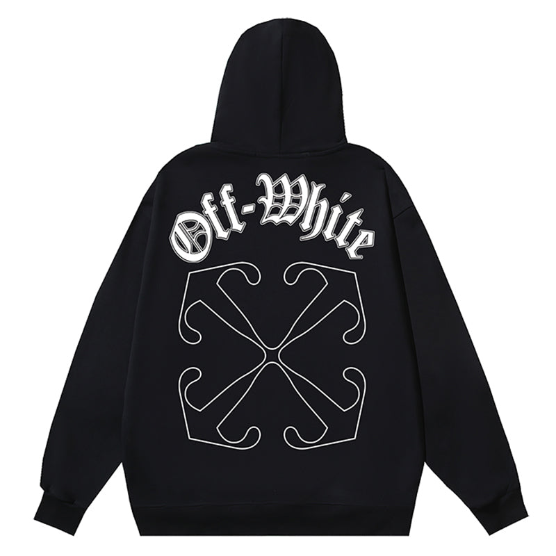 Off-White Logo Drawstring Hoodie – Fleece-Lined Streetwear Essential