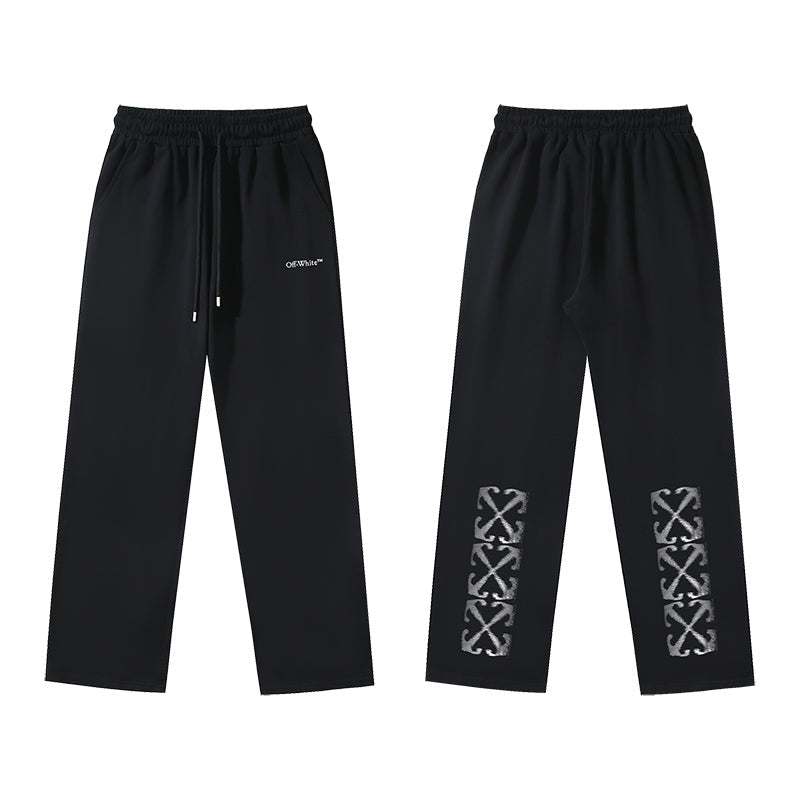 OFF-WHITE Metallic Arrow Block Print Straight-Leg Pants