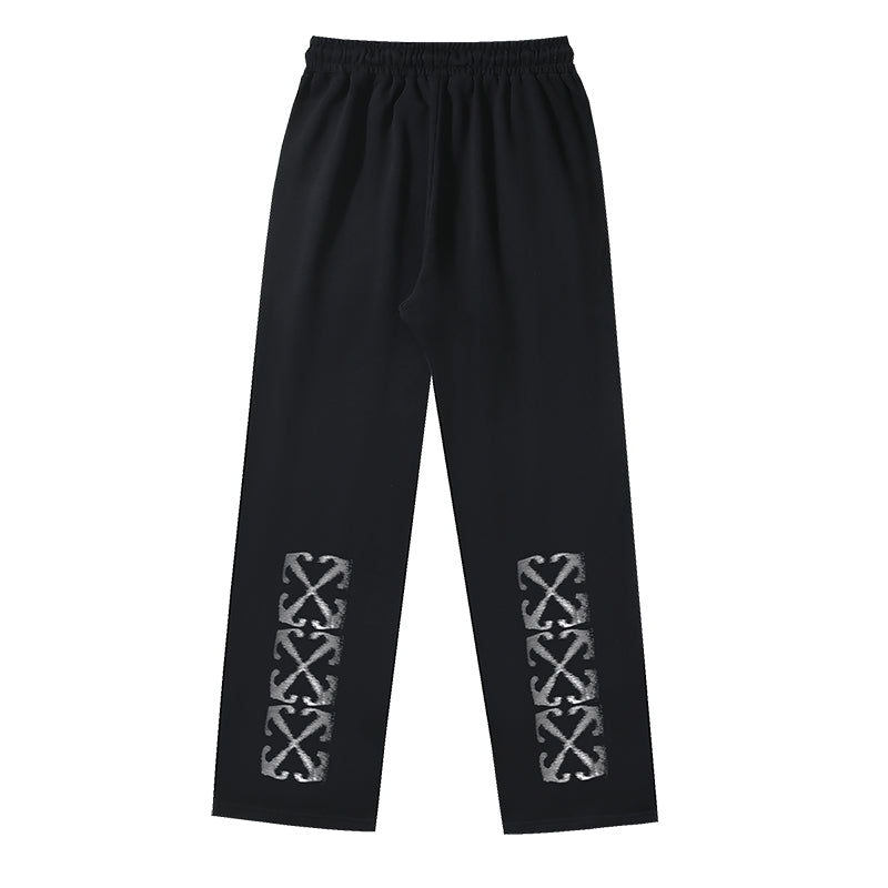 OFF-WHITE Metallic Arrow Block Print Straight-Leg Pants