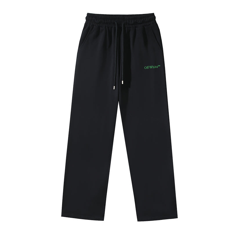 OFF-WHITE Green Metallic Arrow Block Print Straight-Leg Pants