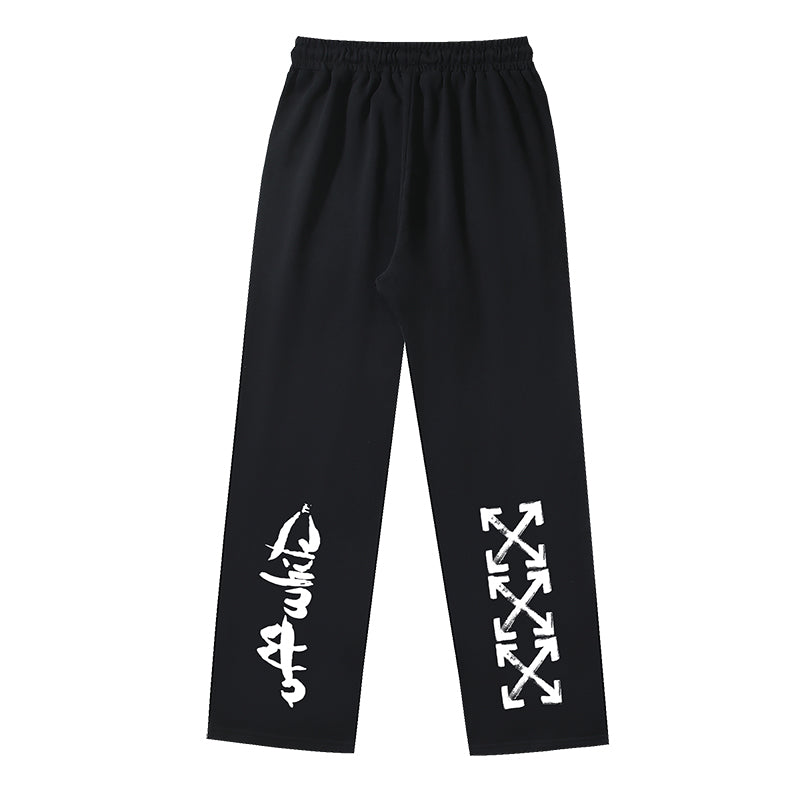 OFF-WHITE Cursive Script & Brushstroke Arrow Straight-Leg Pants