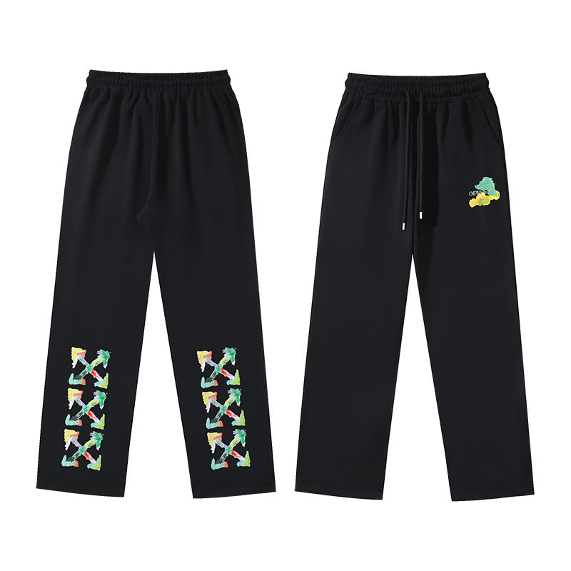 Arrow Graphic Print Casual Trousers – Loose Straight Leg Sweatpants