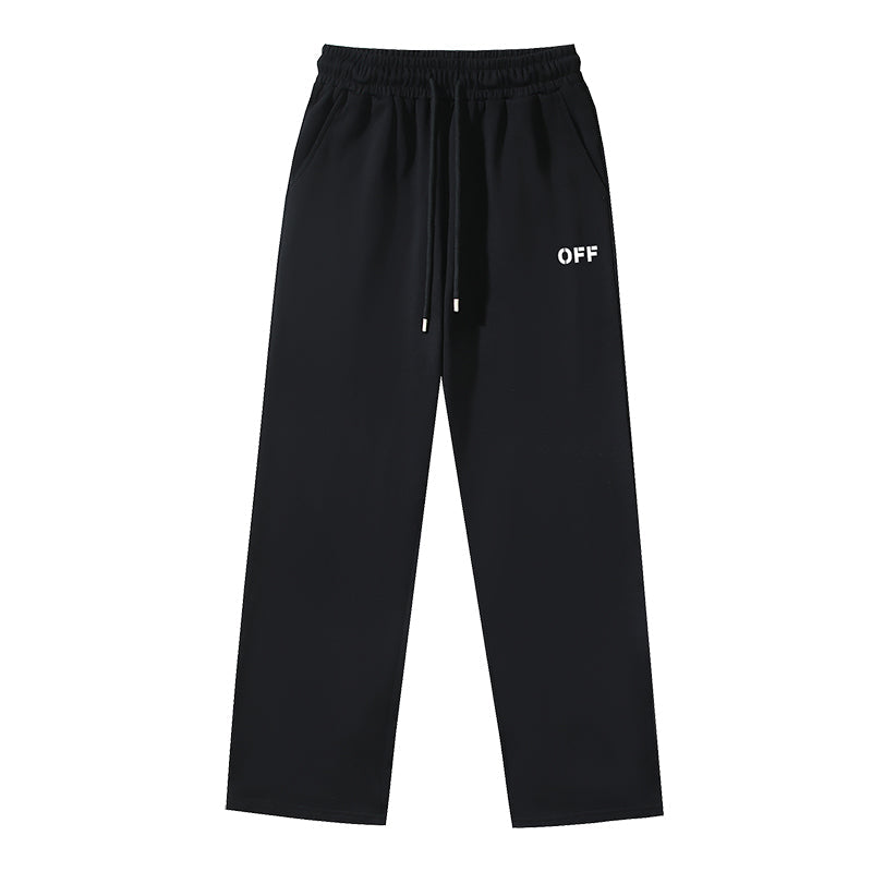 Off White Striped Wave Print Pants