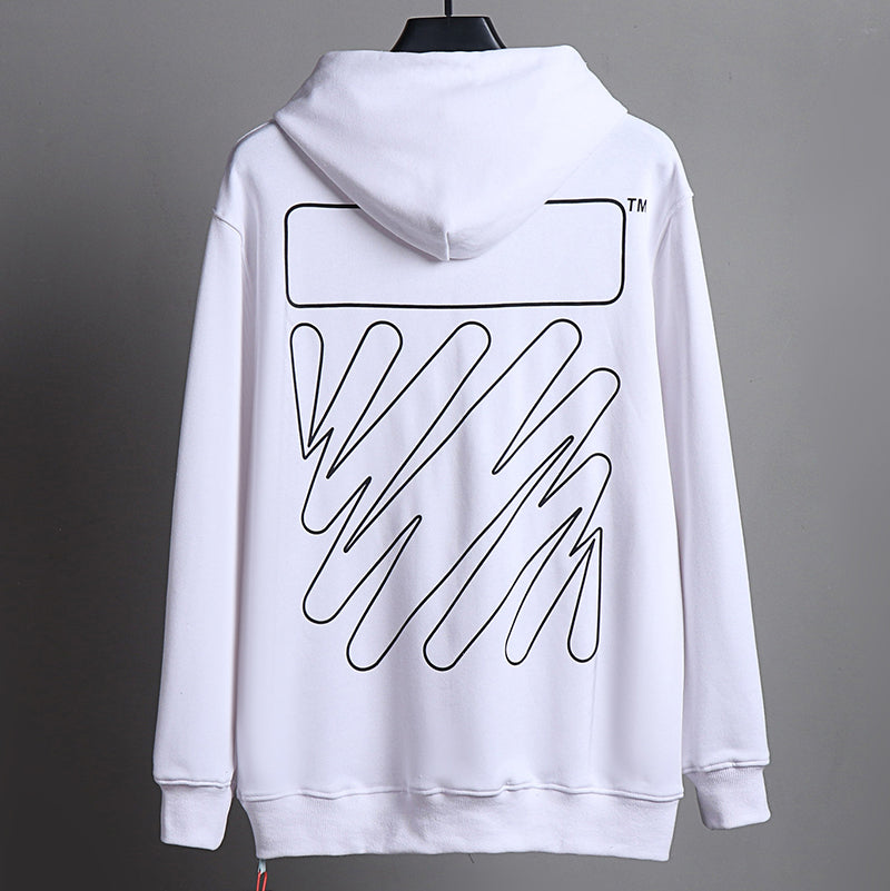 Off-White Outline Diagonal Stripe Hoodie – Pullover Fleece