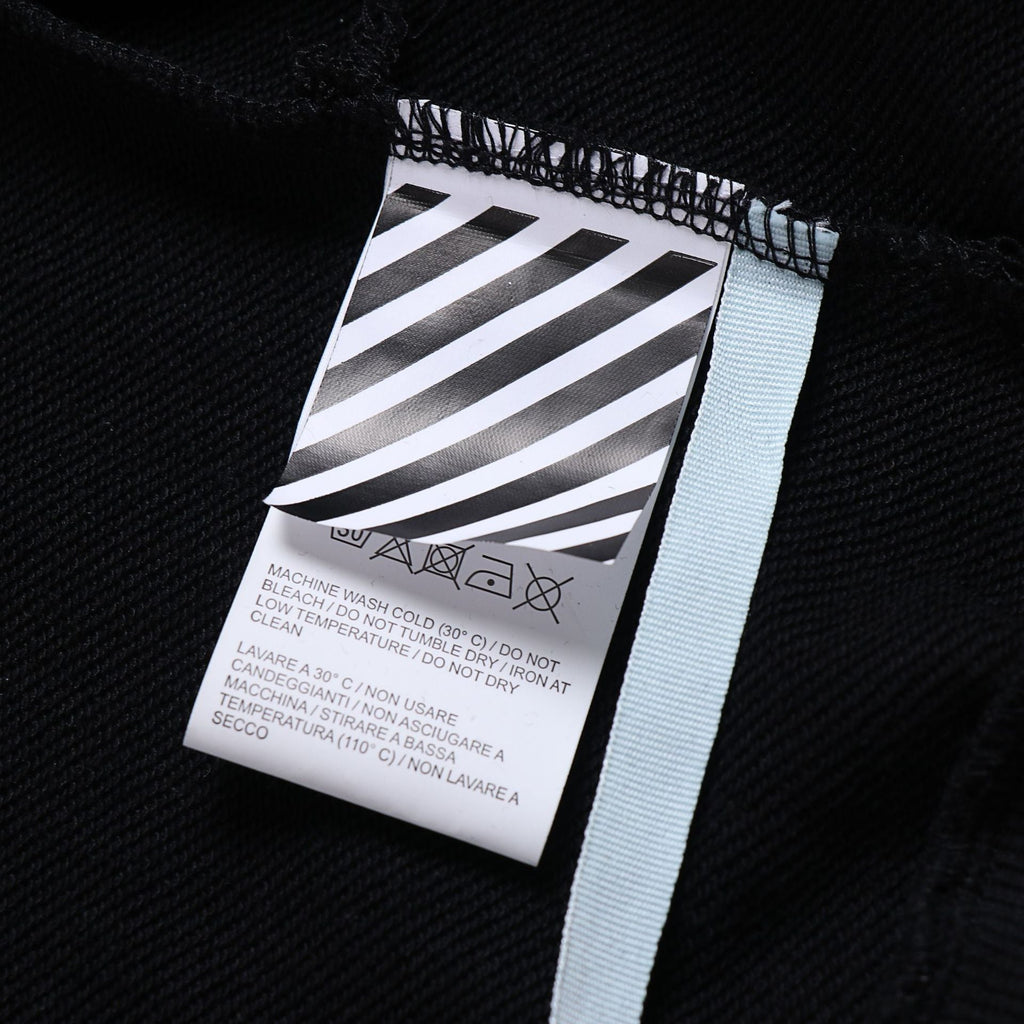 Off-White Outline Diagonal Stripe Zip Hoodie – Black Fleece