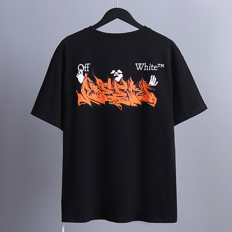 OFF-WHITE "Drip Logo" Melting Graffiti Graphic T-Shirt