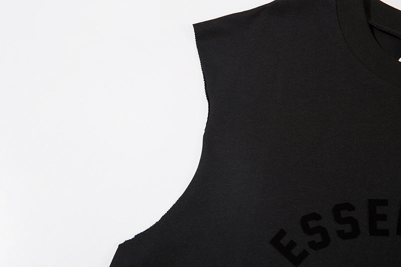 Fear of God Flocked Letter Crew Neck Sleeveless T-Shirt – Black / Khaki (Vol. 2)