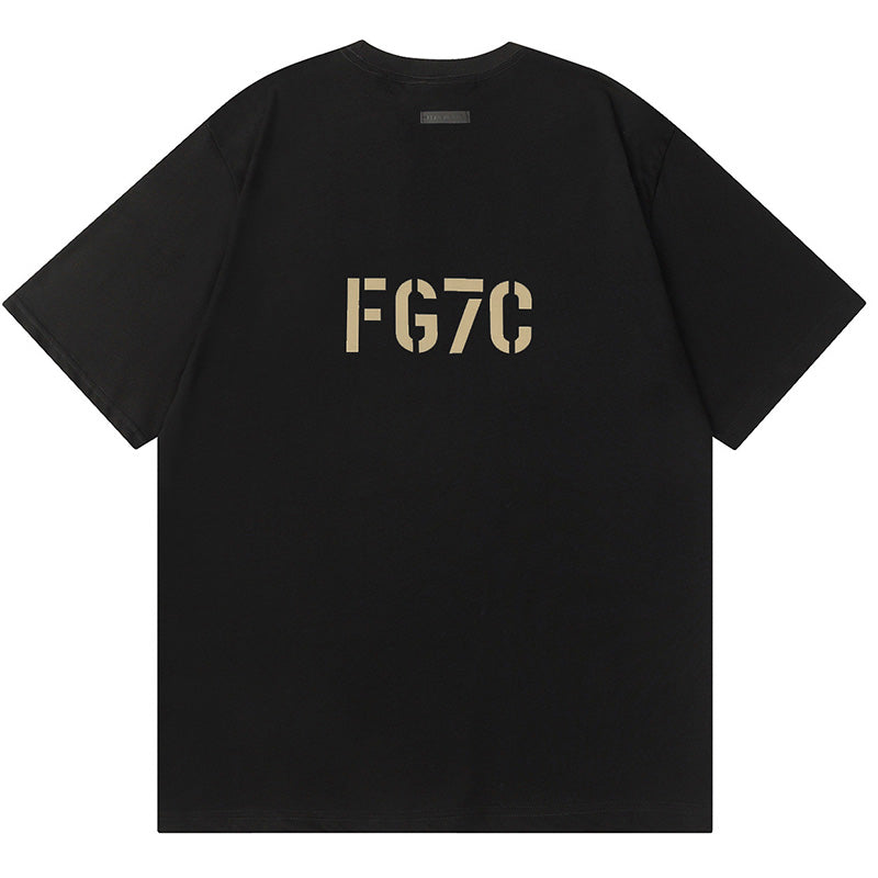 Fear of God Flocking FG7C Letters T-Shirt – Red / Black / Navy Blue