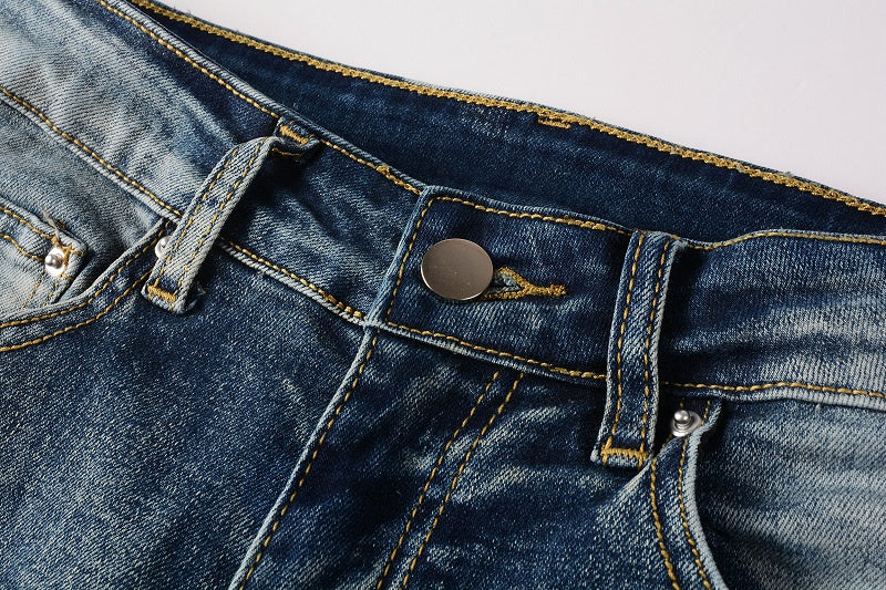 AMIRI Slim Fit Distressed Jeans – Full Logo Denim