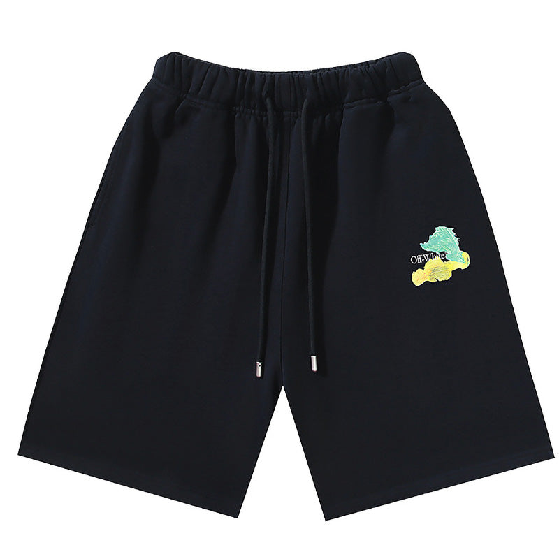OFF-WHITE "Brush Arrows" Raw-Cut Cotton Shorts