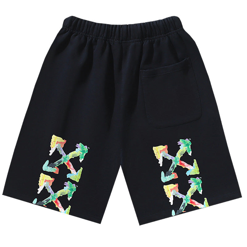 OFF-WHITE "Brush Arrows" Raw-Cut Cotton Shorts