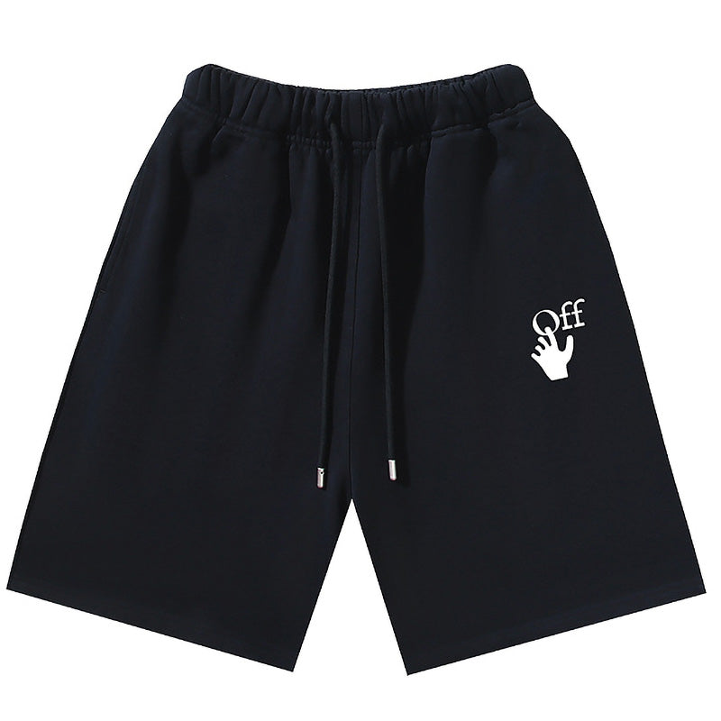 OFF-WHITE "Hand Off" Cartoon Logo Cotton Sweatshorts