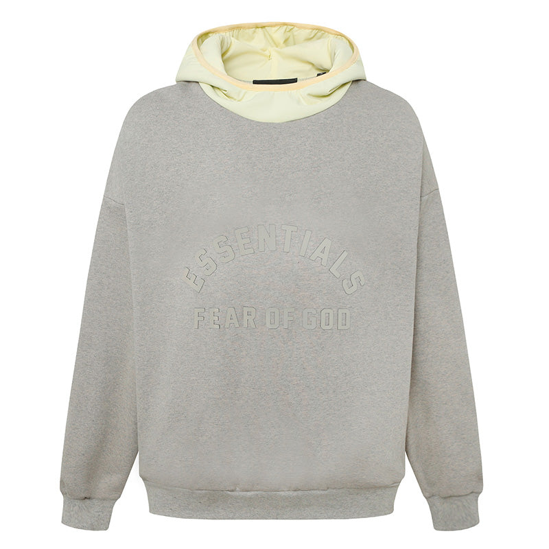 Fear Of God Essentials Nylon-Lined Fleece Hoodie – Olive / Heather Grey / Light Grey