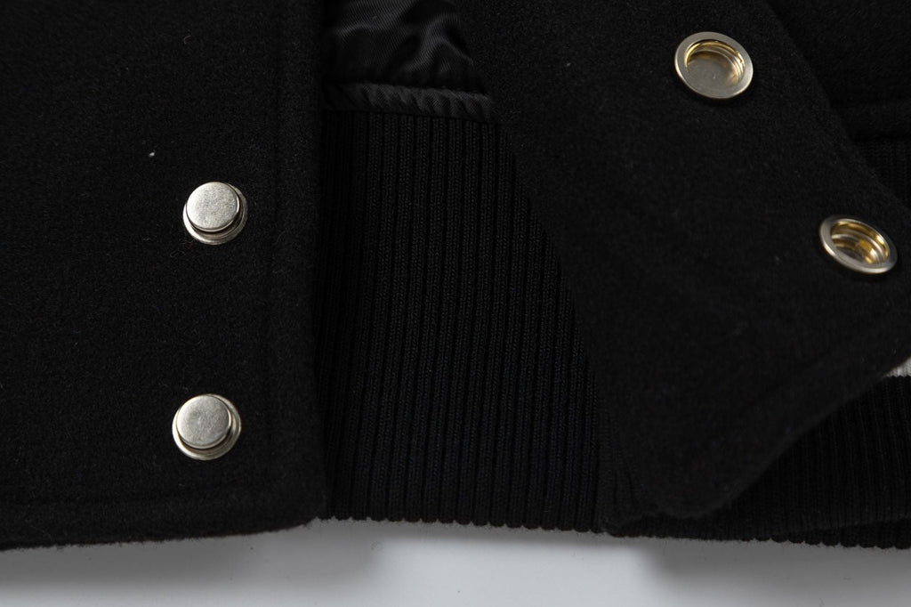 OFF WHITE Contrast-Trim Leather Jacket – Black