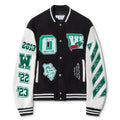 OFF WHITE Embroidered Patches Varsity Jacket – Black