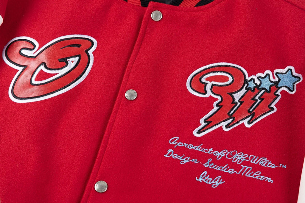 OFF WHITE Scorpio Wool Varsity Jacket – Red