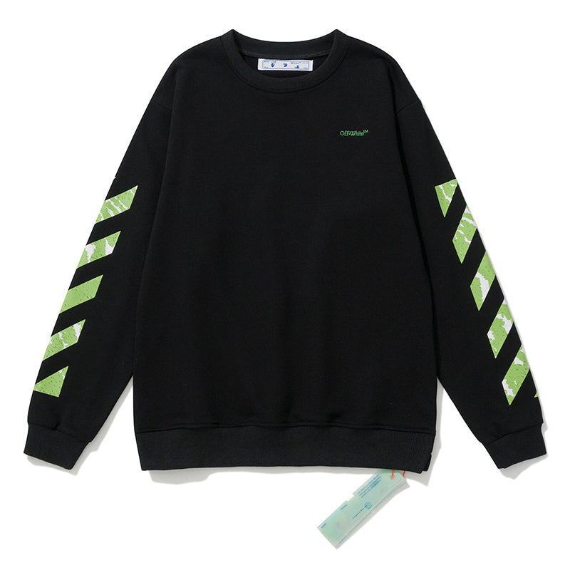 Off-White Diagonal Stripe Cotton Crewneck Sweatshirt