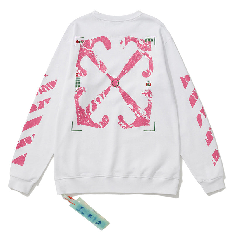 Off-White Diagonal Stripe Cotton Crewneck Sweatshirt