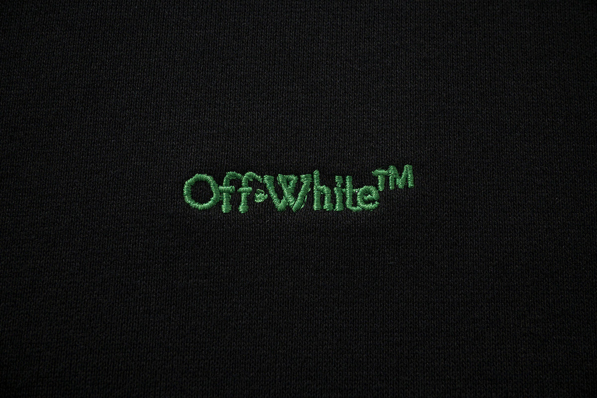 Off-White Diagonal Stripe Cotton Crewneck Sweatshirt