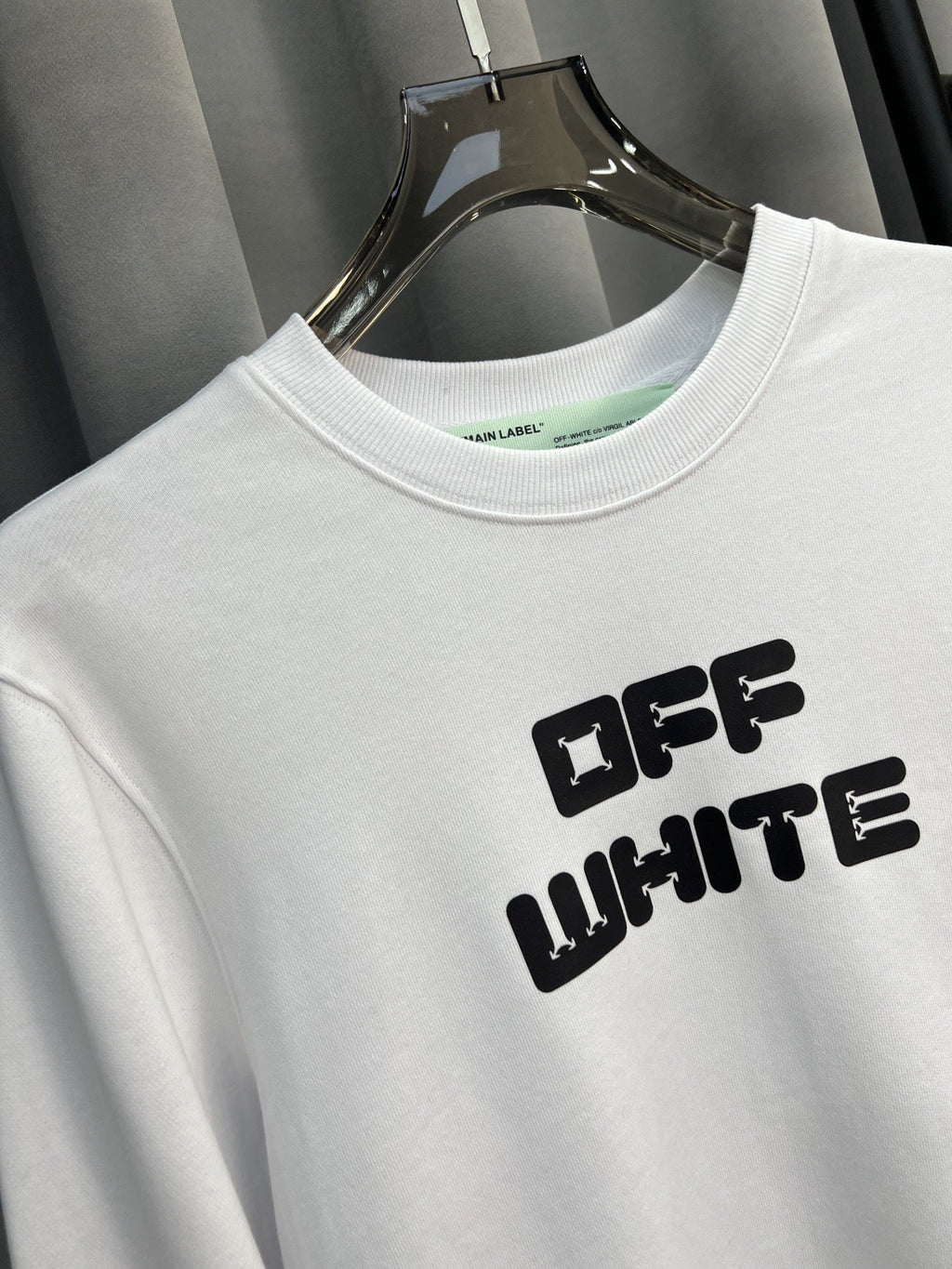 Off-White OW Logo Graphic Crewneck Pullover Sweatshirt — White & Black
