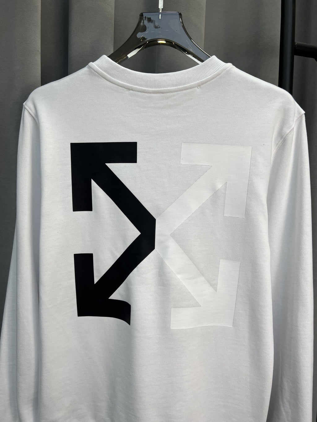Off-White OW Logo Graphic Crewneck Pullover Sweatshirt — White & Black