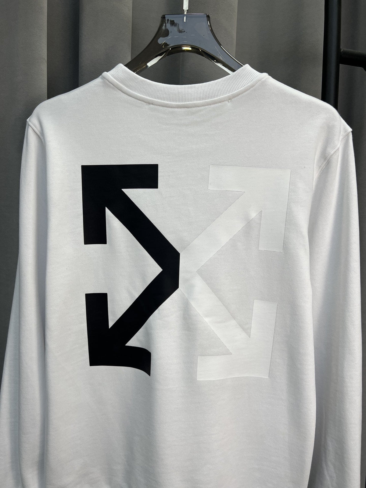 Off-White OW Logo Graphic Crewneck Pullover Sweatshirt — White & Black