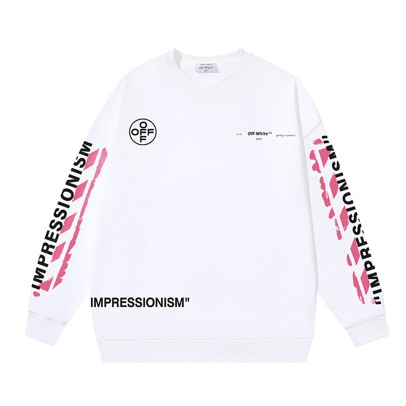 Off-White Logo Cotton Crewneck Sweatshirt — White & Black