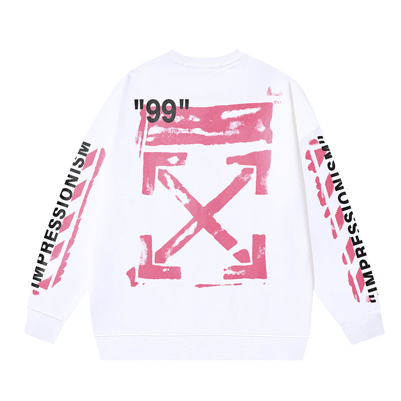 Off-White Logo Cotton Crewneck Sweatshirt — White & Black