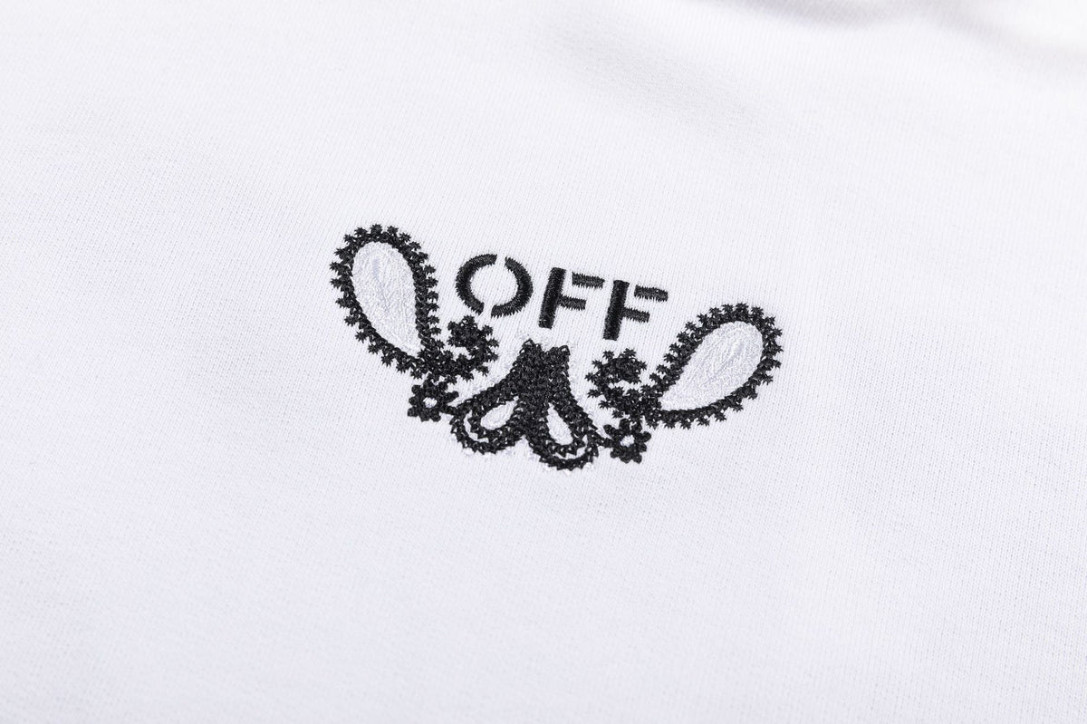 Off-White Logo Drawstring Hoodie — 100% Cotton Fleece