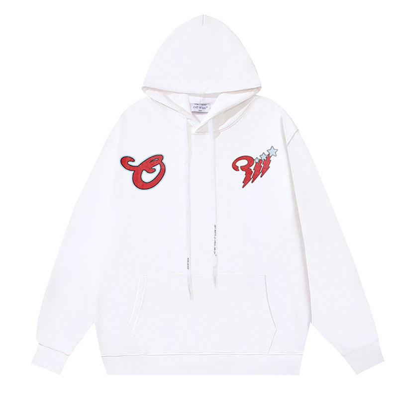 Off-White Logo Drawstring Hoodie — Grey / Black / White