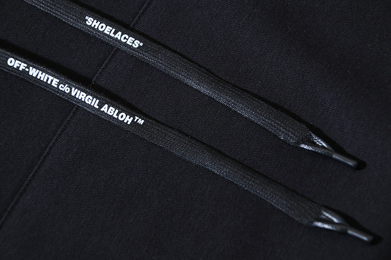 Off-White Logo Drawstring Hoodie — Grey / Black / White