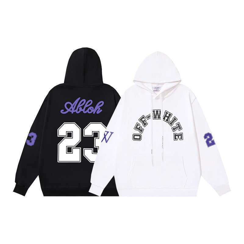 Off-White Logo Drawstring Hoodie — White / Black