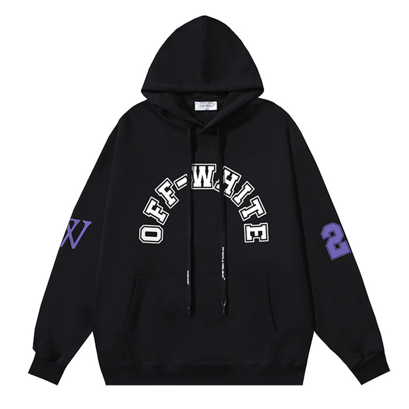 Off-White Logo Drawstring Hoodie — White / Black