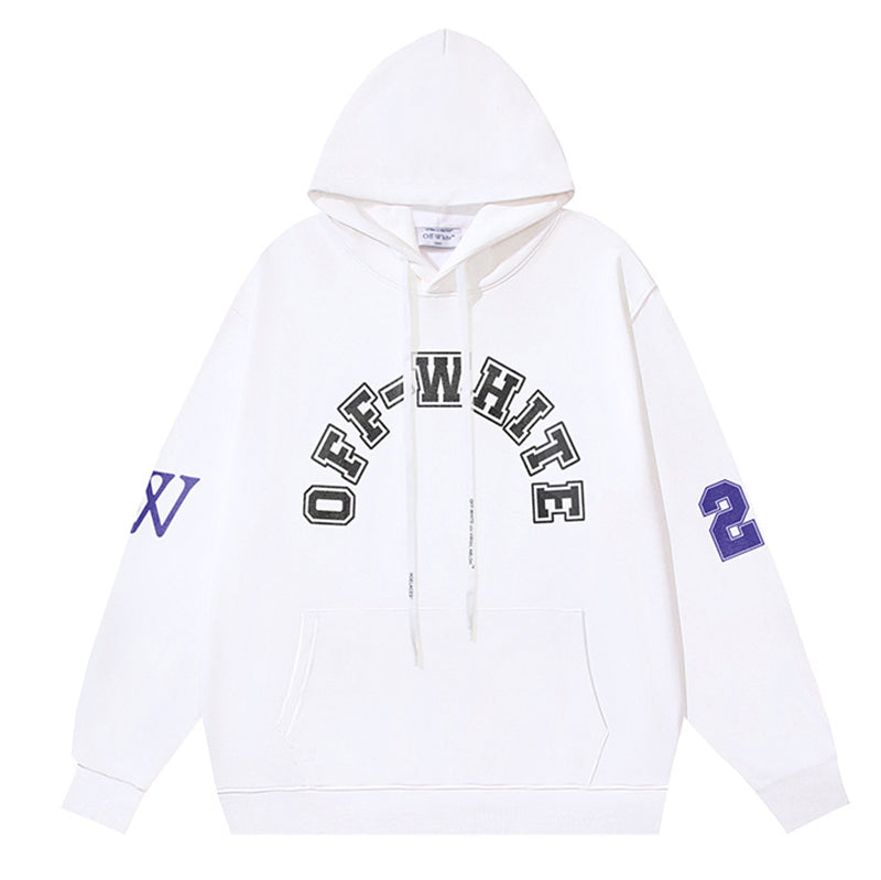 Off-White Logo Drawstring Hoodie — White / Black