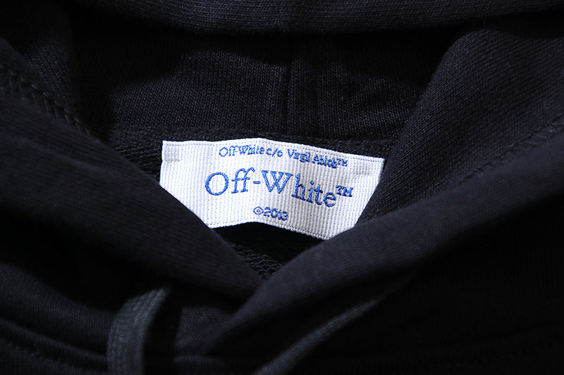 Off-White Logo Drawstring Hoodie — White / Black