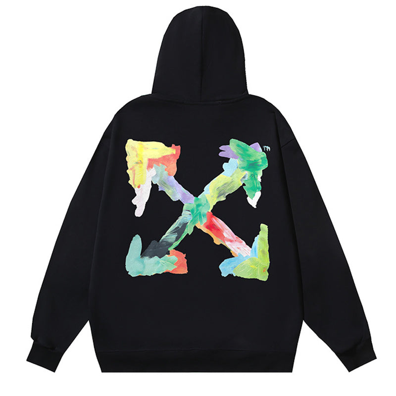 Off-White Logo Drawstring Hoodie — Black / White