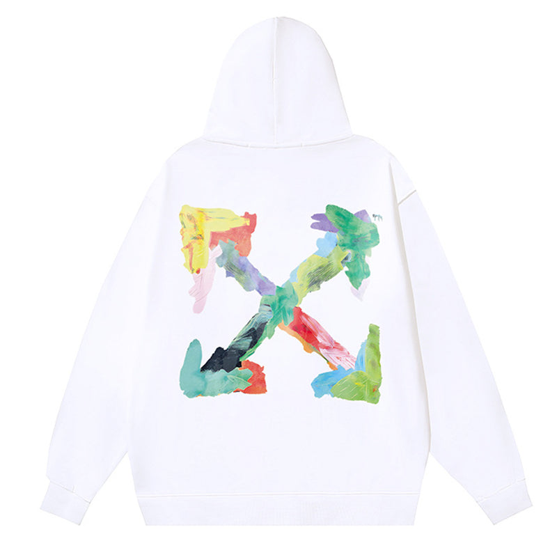 Off-White Logo Drawstring Hoodie — Black / White