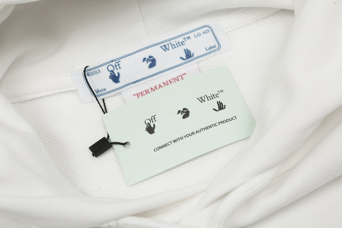 Off-White Men's Scratch Arrow Popover Hoodie — White / Black