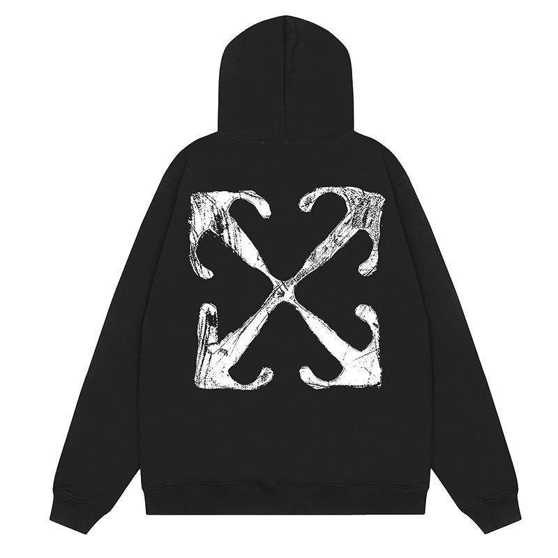 Off-White Men's Scratch Arrow Popover Hoodie — White / Black
