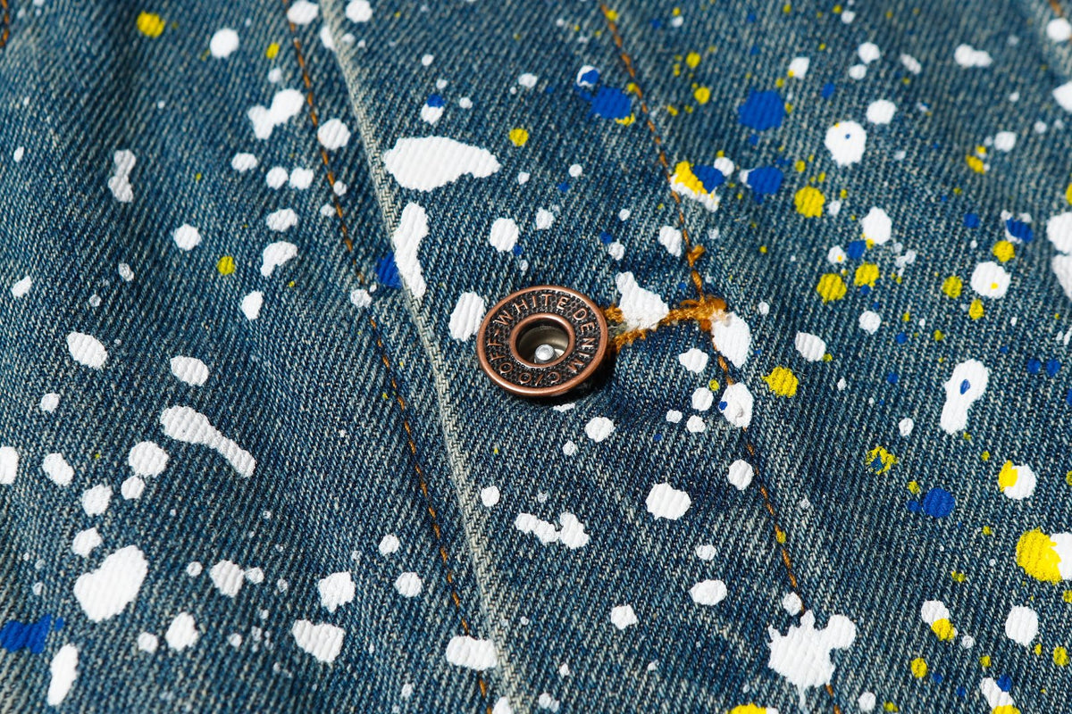 OFF WHITE Paint Skate Denim Jacket – Blue & Black