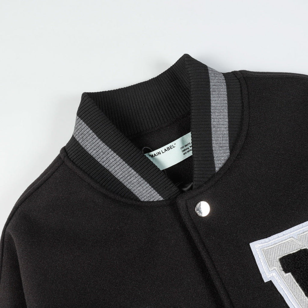 OFF WHITE Baseball Jacket – Black Loose Fit