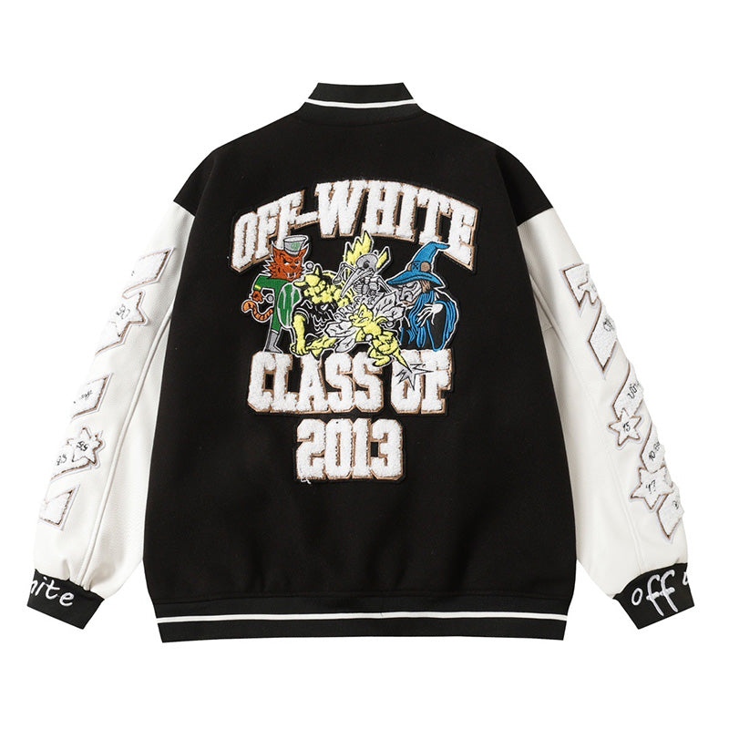 OFF WHITE Logic Patch Varsity Jacket – Black Edition