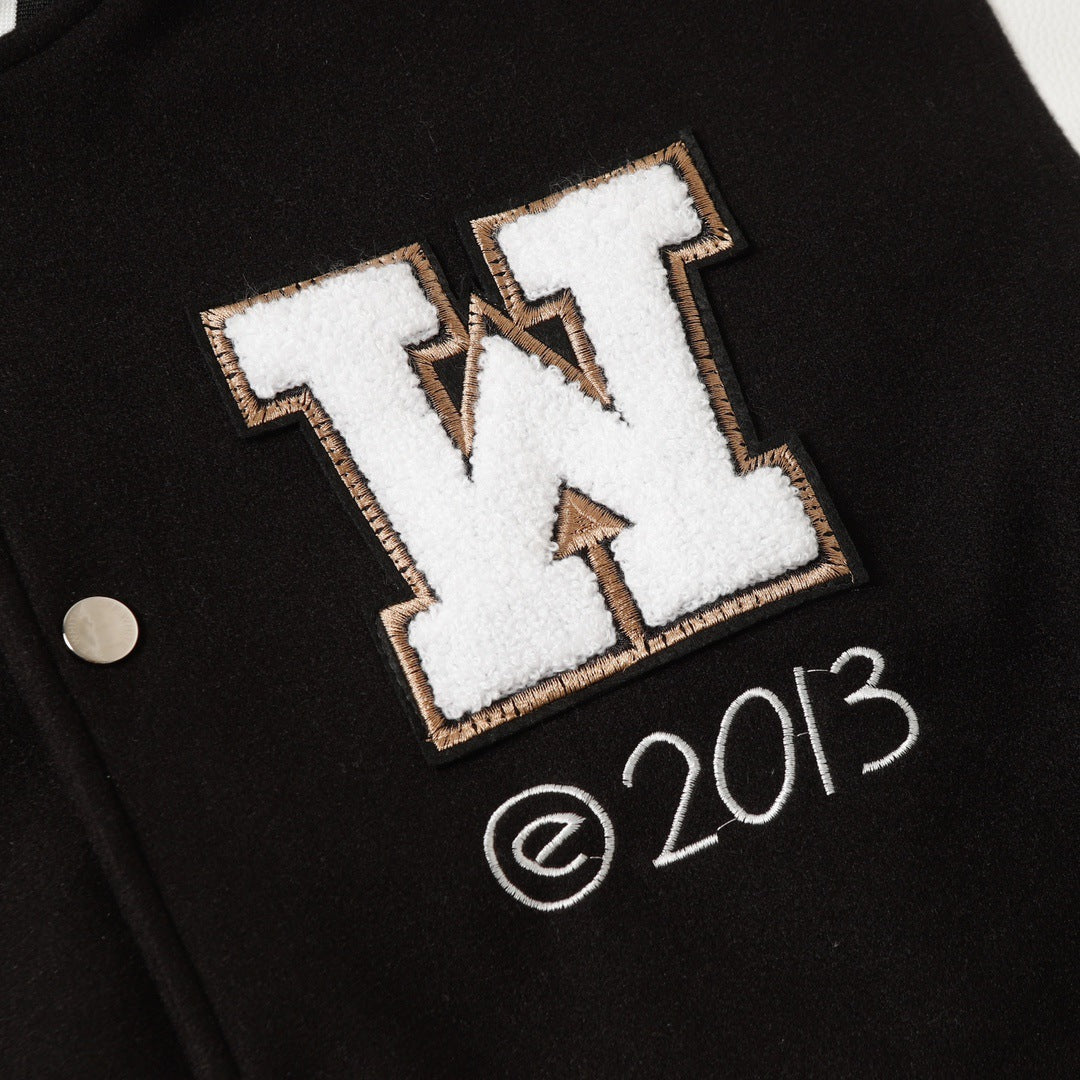 OFF WHITE Logic Patch Varsity Jacket – Black Edition