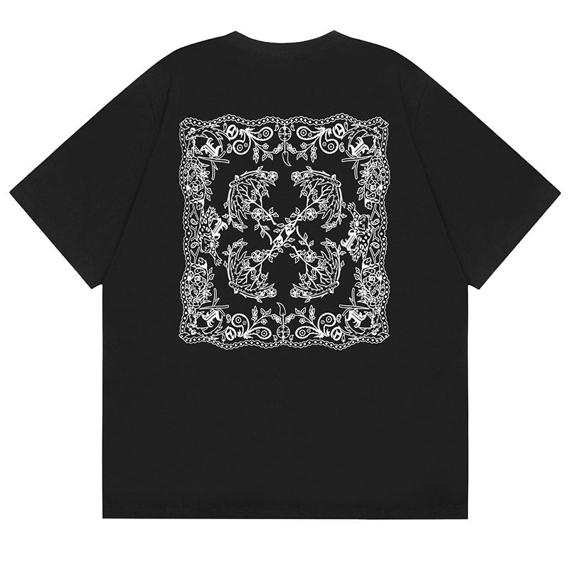 Off-White Cashew Flower Arrow Pattern T-Shirt