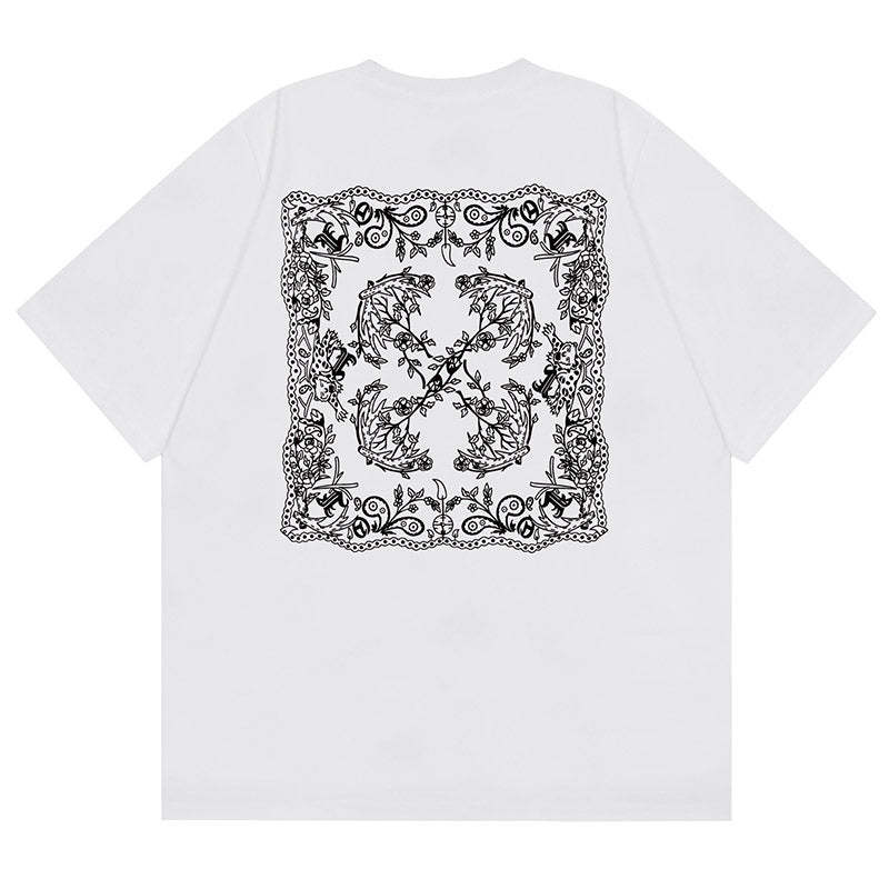 Off-White Cashew Flower Arrow Pattern T-Shirt