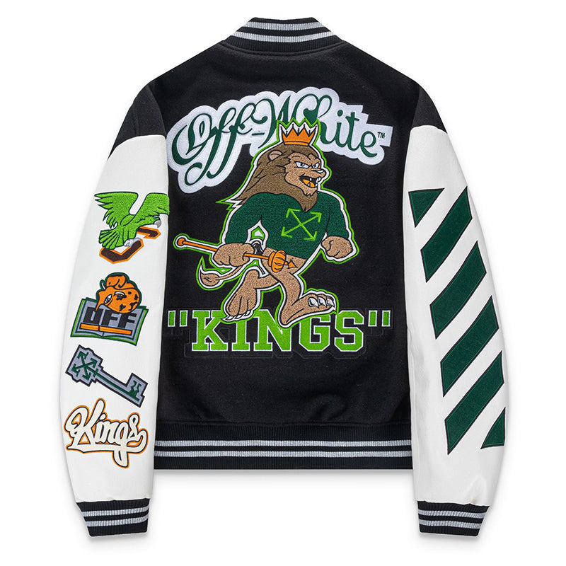 Off-White Cartoon Lion King Embroidered Wool Jacket – Loose Hip Hop Streetwear
