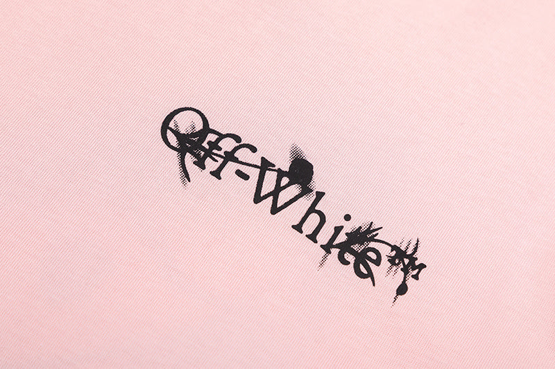 Off-White Logo Print T-Shirt — Pink / Black / White / Grey