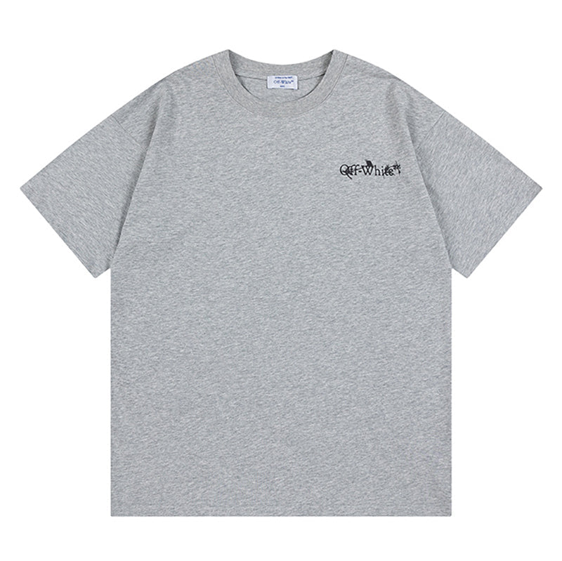 Off-White Logo Print T-Shirt — Pink / Black / White / Grey