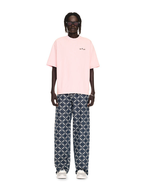 Off-White Logo Print T-Shirt — Pink / Black / White / Grey